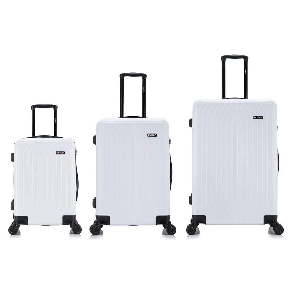 DUKAP Stratos Lightweight Hardside Spinner 3-Piece Luggage Set 20 in., 24 in., 28 in. in White DKSTRSML-WHI