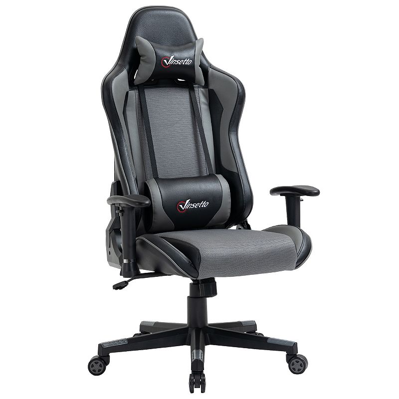 Vinsetto Gaming Chair Racing Style Ergonomic Office Chair High Back Computer Desk Chair Adjustable Height Swivel Recliner with Headrest and Lumbar Support Grey