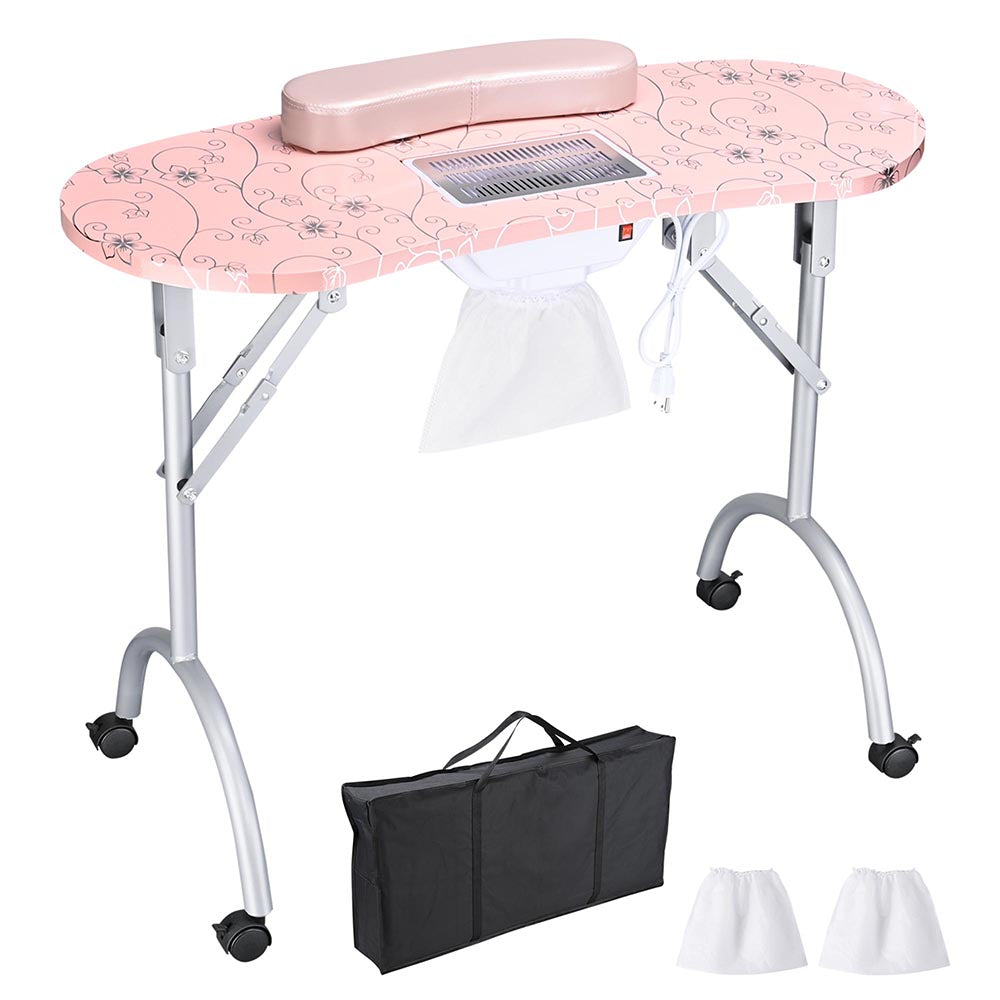 Yescom Foldable Nail Table with Vent & Lamp Manicure Nail Art