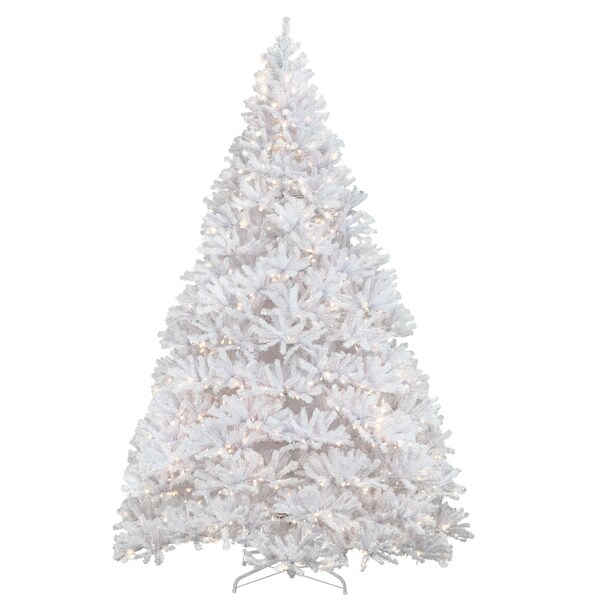 National Tree Company 12 ft. Kingswood White Fir Pencil Tree with Clear Lights