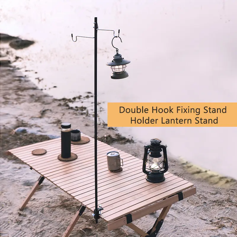 Outdoor Camping Hiking Aluminum oy Foldable Lamp Post Pole Portable Fishing Hanging Light Fixing Stand Holder Lantern Stand