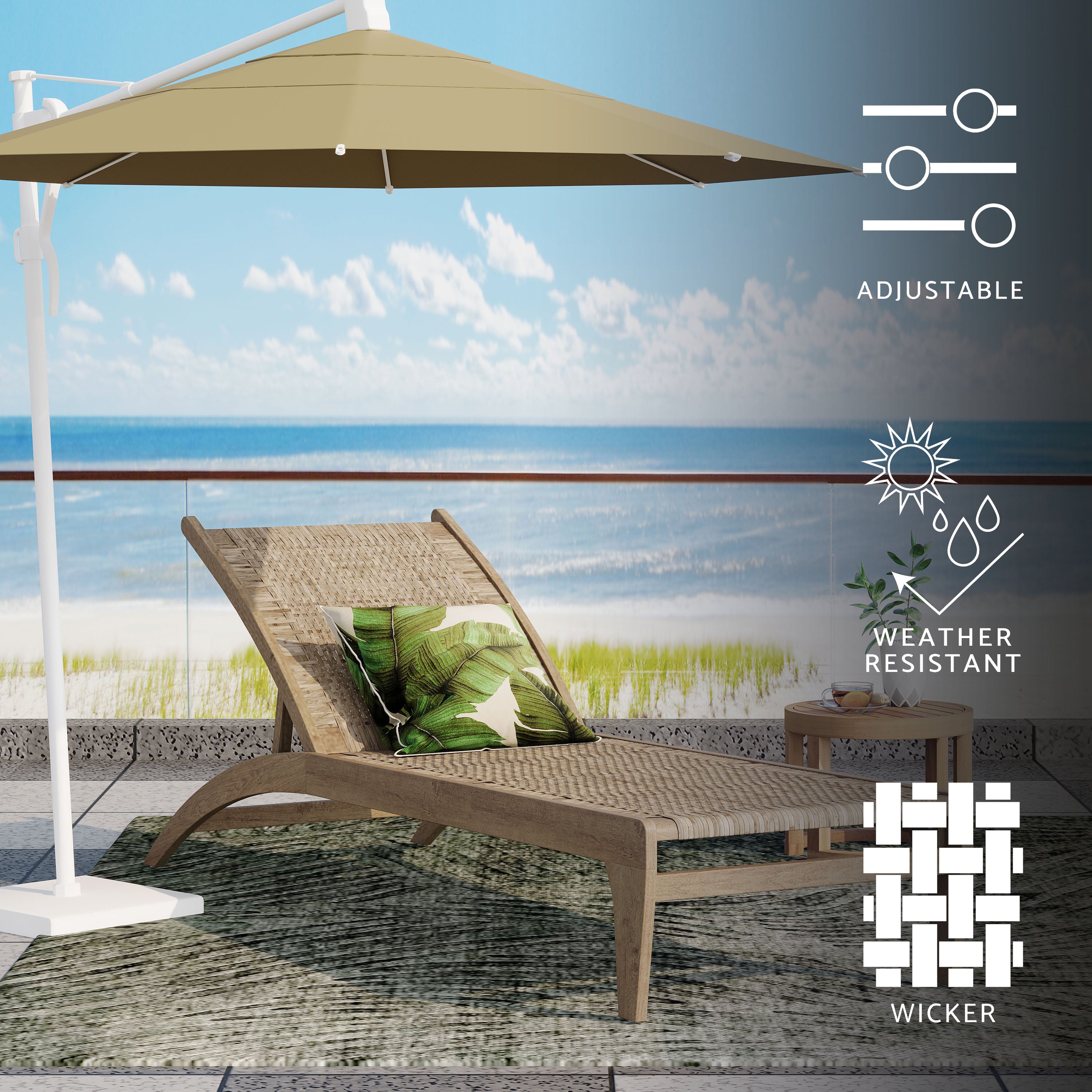 Stetson Outdoor Acacia Wood and Flat Wicker Chaise Lounge