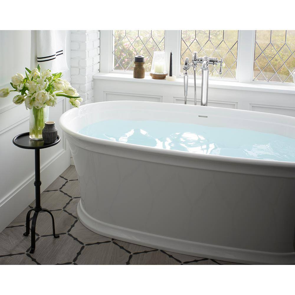 KOHLER Memoirs 60 in. x 34 in. Soaking Bathtub with Center Drain in White K-8332-0