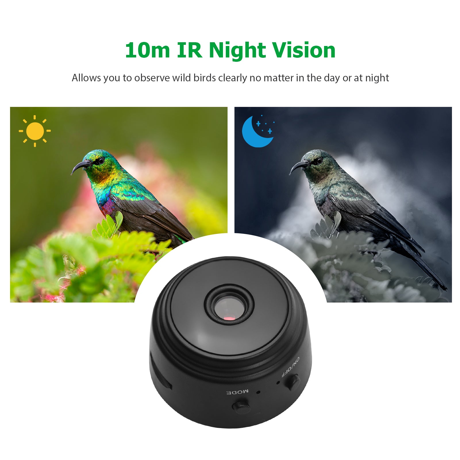 Docooler Clear Window Bird Feeder with Wifi Camera Suction Cup， Smart Transparent Round Birdfeeder with 16GB TF Card Photo Taking Video Recording IR Night Vision， Outside Birdhouse for Close Up View