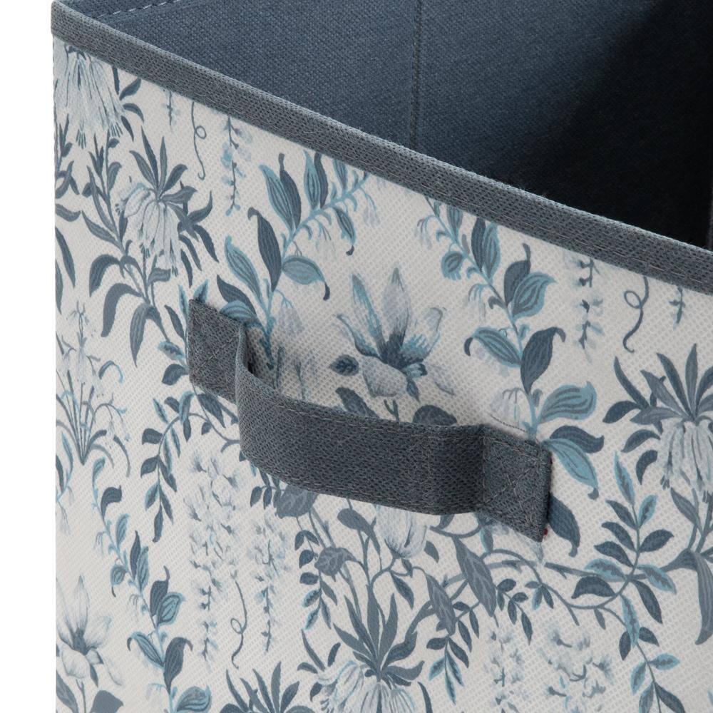 Laura Ashley Blue Collapsible 12 in. Cube Storage Bin in Parterre LA-95830