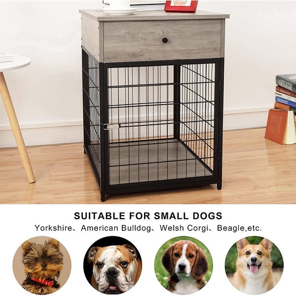 Furniture Dog Crates， Furniture Style Wood Dog Kennel End Table， Dog House Indoor Use， Chew-Proof