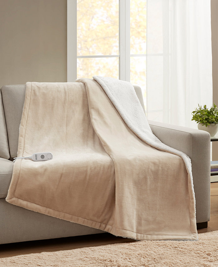 Premier Comfort Heated Plush to Sherpa Throw