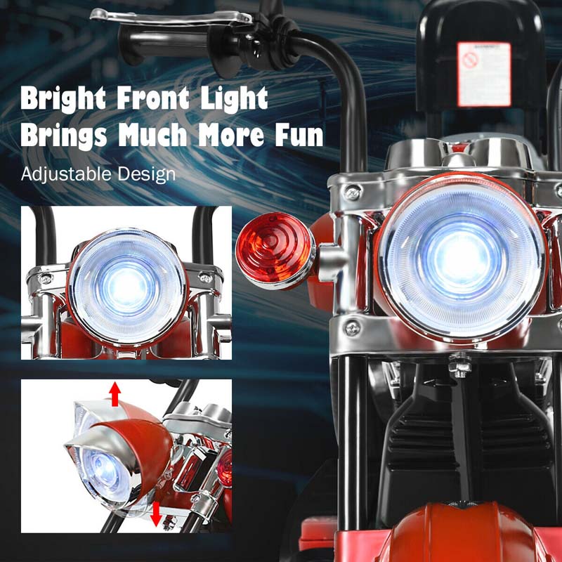 3 Wheel Kids Ride on Chopper-Style Motorcycle, 6V Battery Powered Kids Motorbike Trike Toy with Horn & Headlight