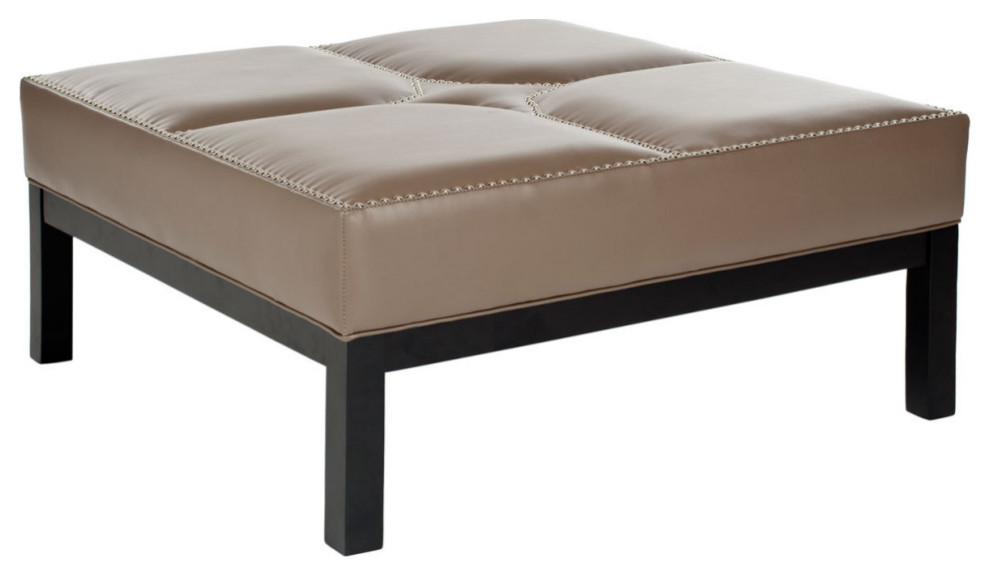 Viola Cocktail Ottoman Silver Nail Heads Clay   Transitional   Footstools And Ottomans   by AED Luxury Home Decor  Houzz