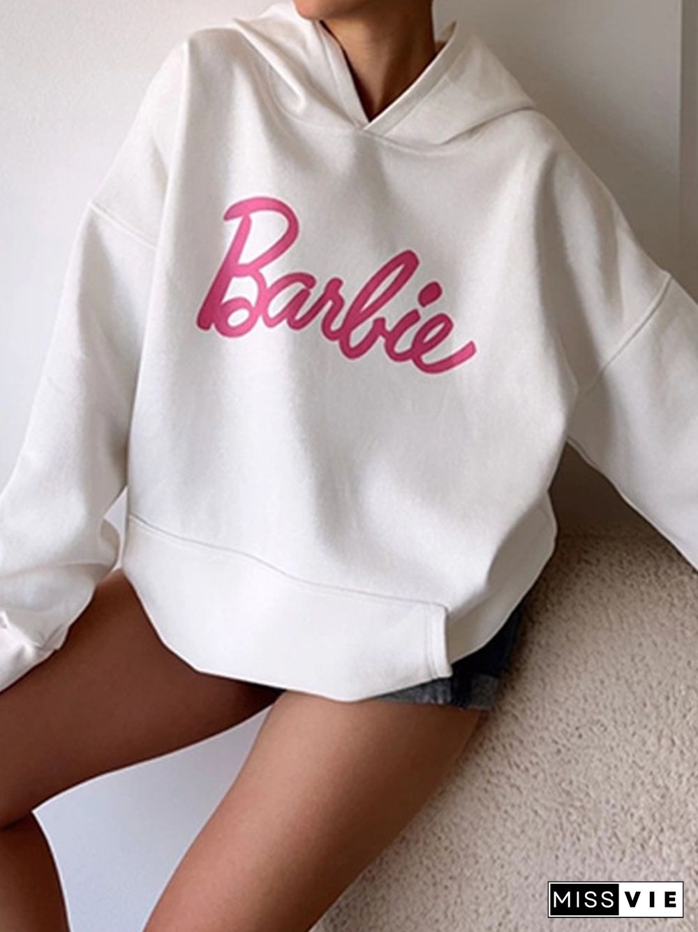 Contrast Color Letter Print Oversized Hoodie