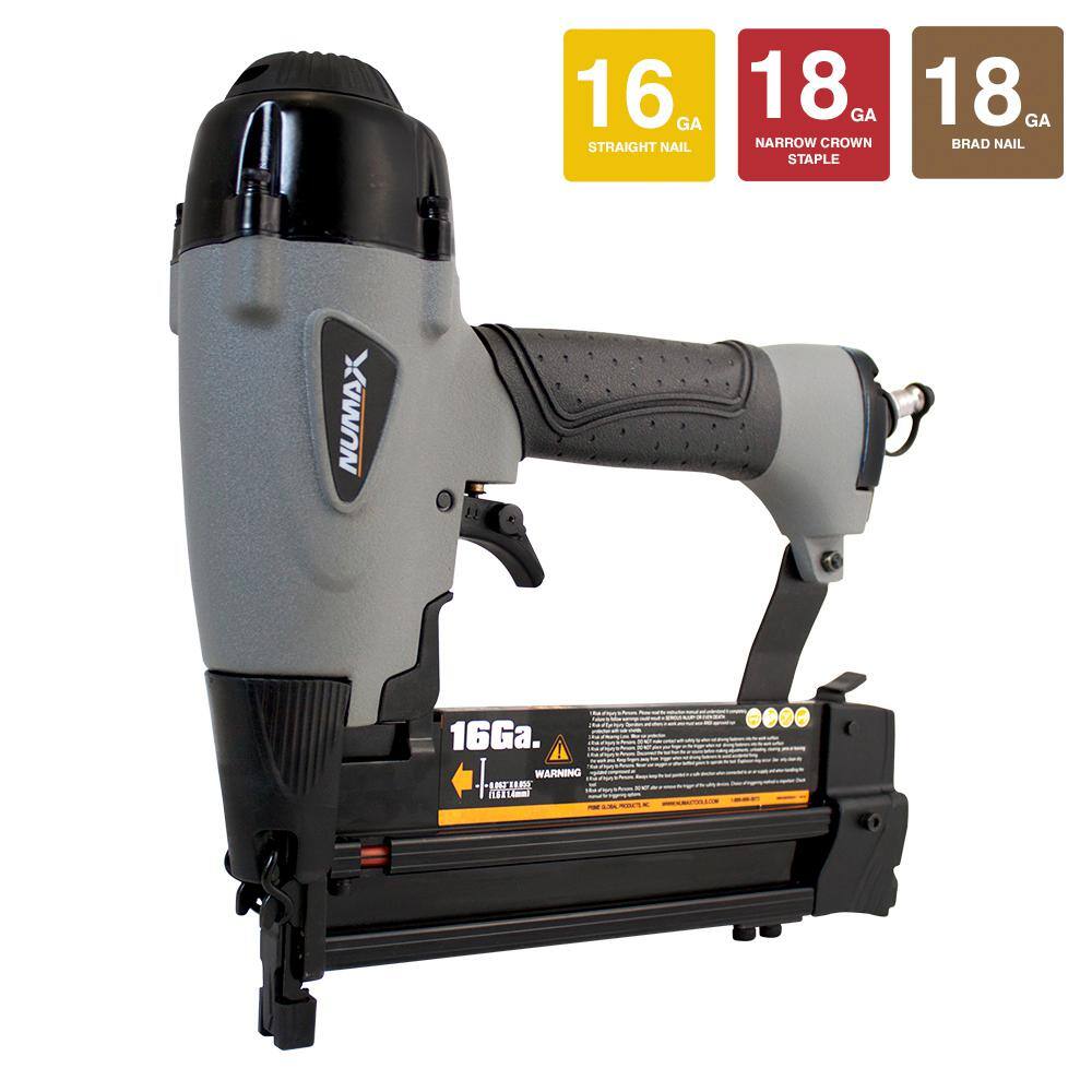 NuMax Pneumatic 3-in-1 16-Gauge and 18-Gauge 2-12 in. Finish Nailer Brad Nailer and Stapler SXL31