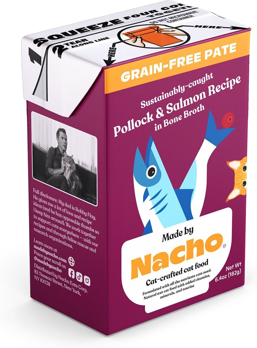 Made by Nacho Sustainably-Caught Pollock and Salmon Recipe in Bone Broth Pate Wet Cat Food