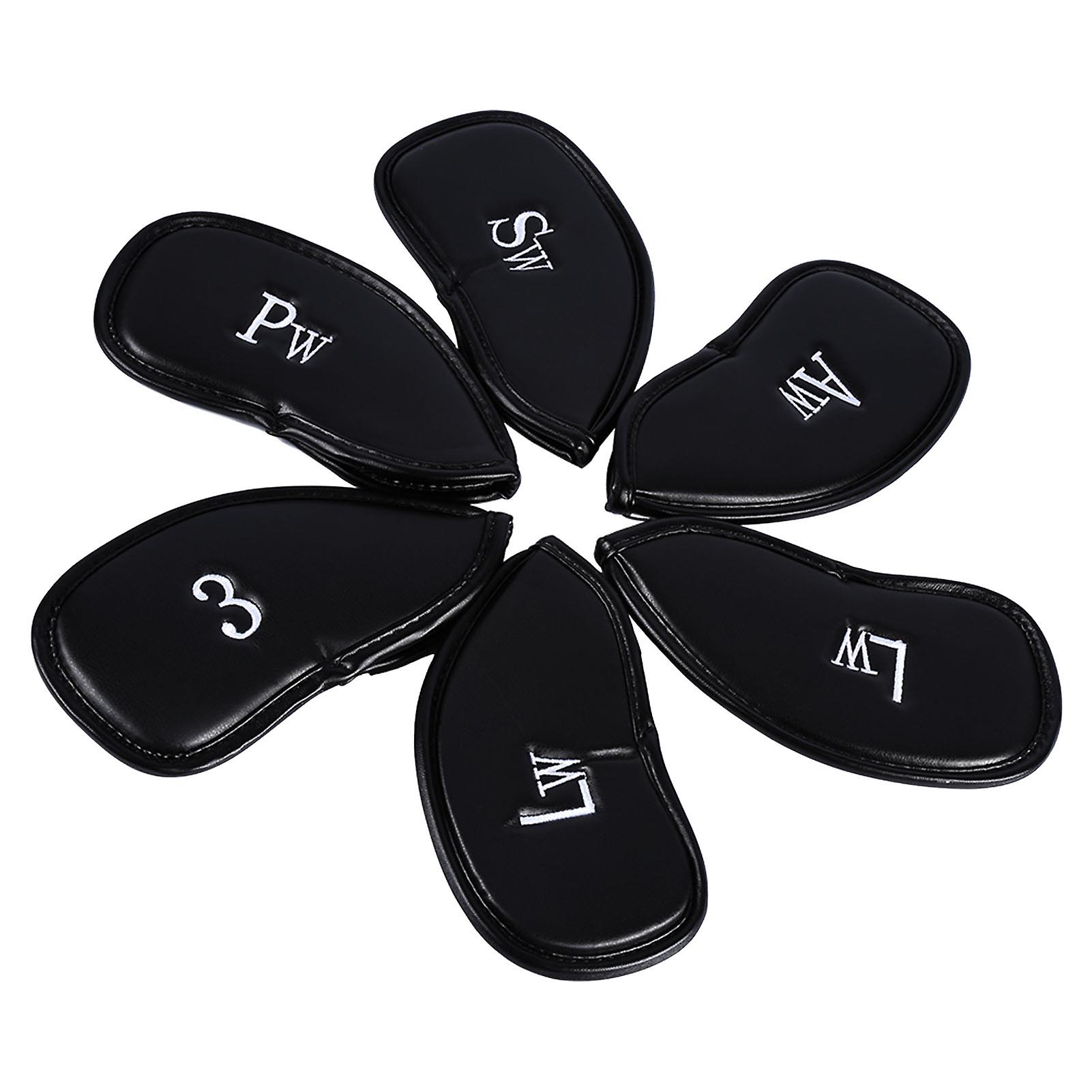 12pcs Pu Leather Black Golf Club Head Cover Iron Head Cover Protector Set