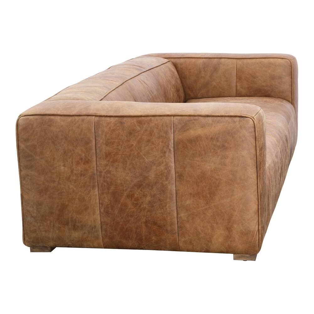 Aurelle Home Wide Rustic Top Grain Leather Sofa   27.5\