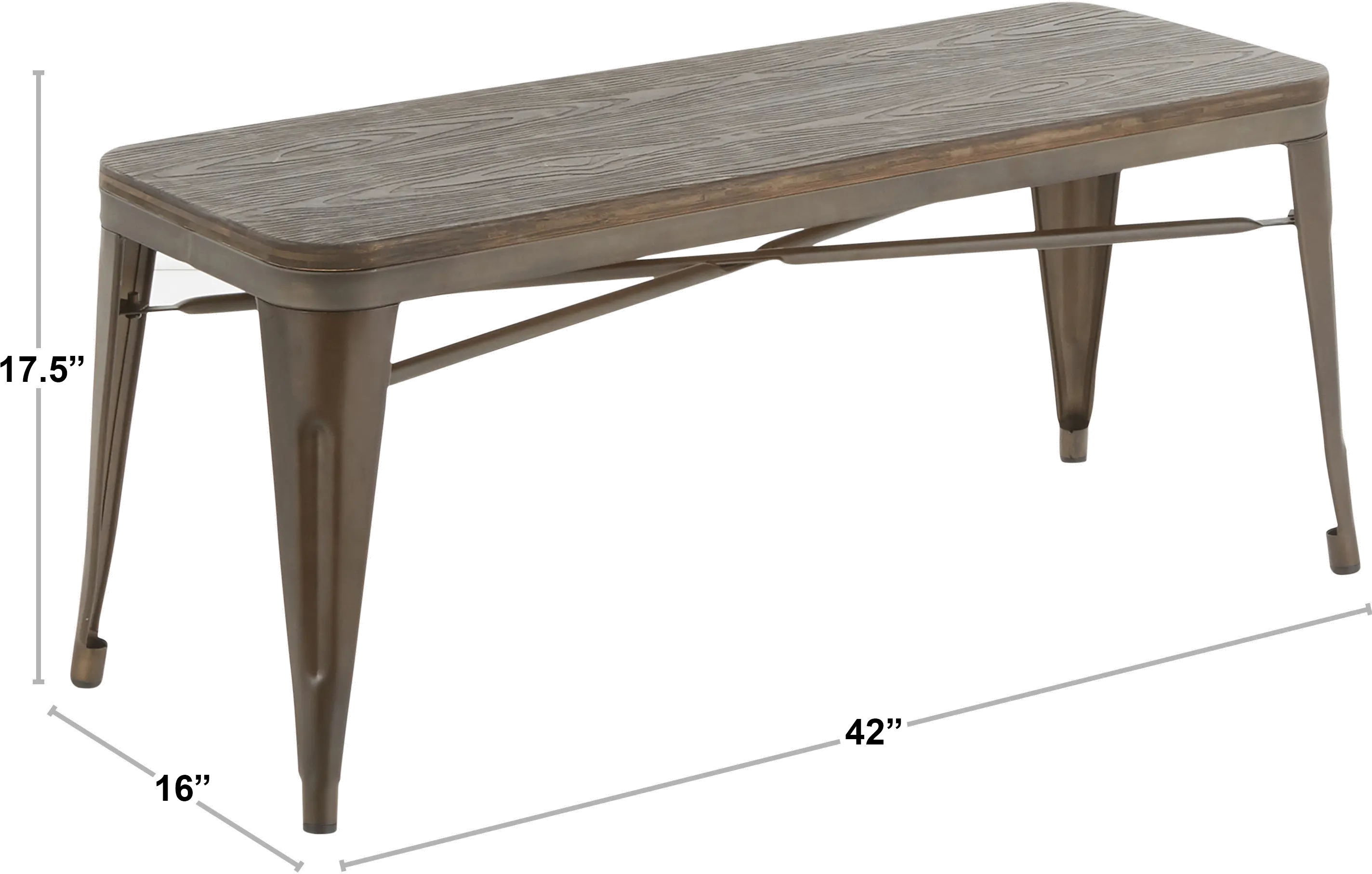 Oregon White Metal Dining Room Bench