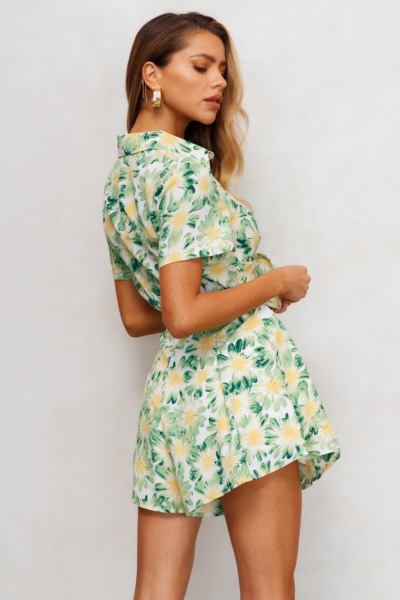 Peaceful Sunsets Romper Green