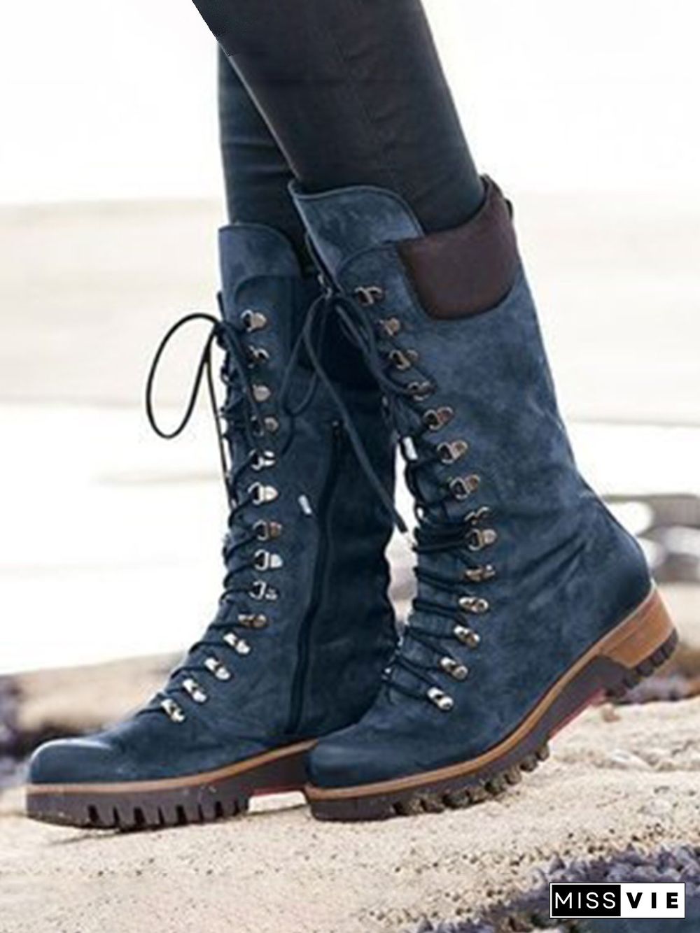 Retro Suede Zipper Martin Combat Boots