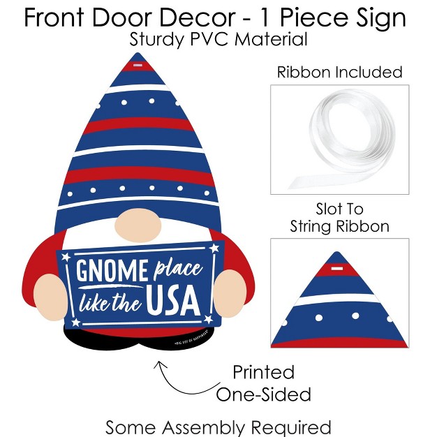 Big Dot Of Happiness Patriotic Gnomes Hanging Porch Holiday Gnome Party Outdoor Decorations Front Door Decor 1 Piece Sign