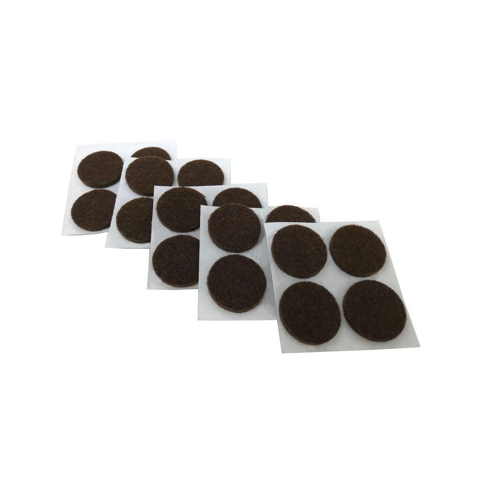 Everbilt 34 in. Brown Round Felt Medium Duty Self-Adhesive Furniture Pads (20-Pack) 46659