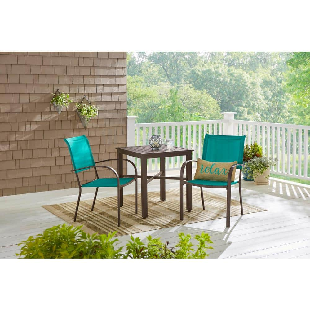 StyleWell Mix and Match Stationary Stackable Steel Split Back Sling Outdoor Patio Dining Chair in Emerald Coast Green (2-Pack) FCS70391G-2PKEC