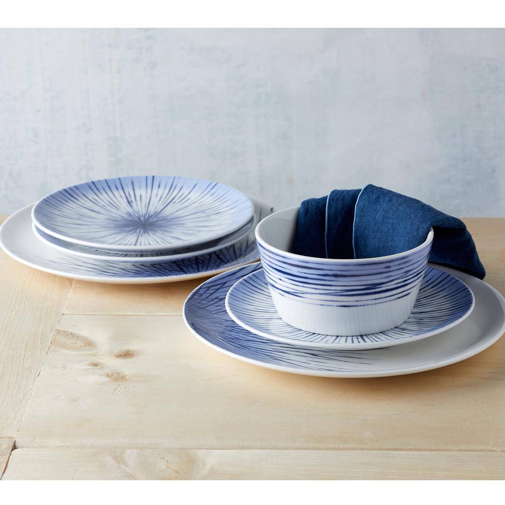 Noritake Hanabi BlueWhite Porcelain 12-PieceDinnerware Set (Service for 4) G013-HP12A