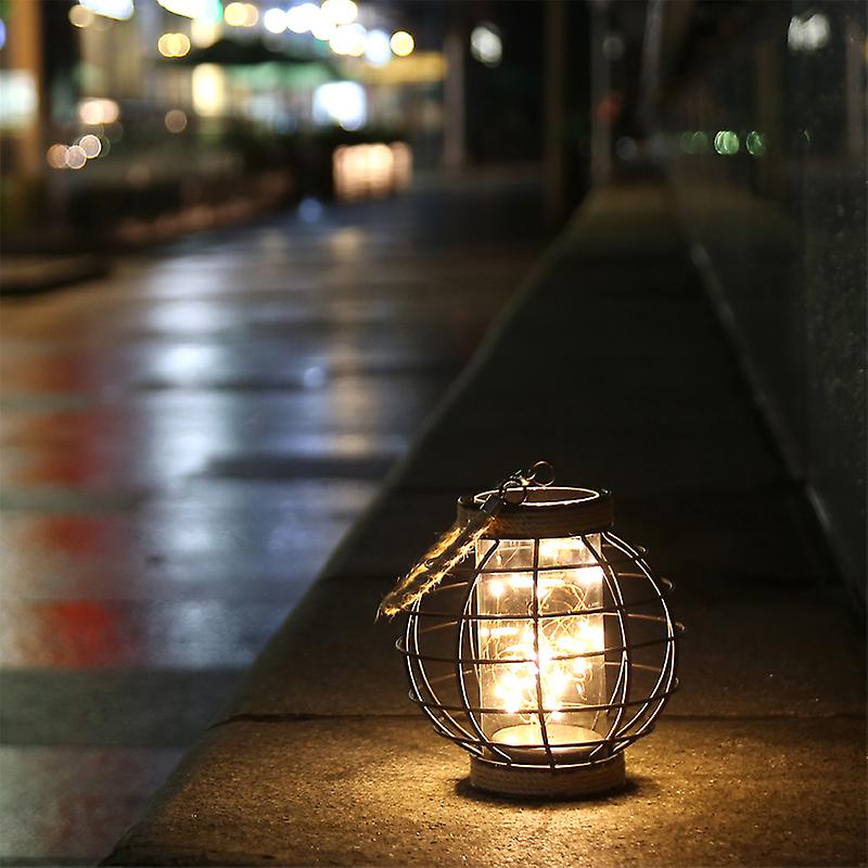 Metal Cage Led Lantern Battery Powered，7.3