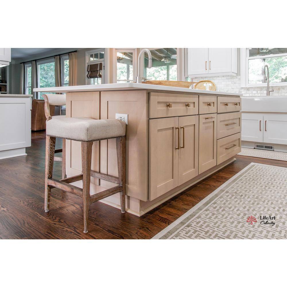 LIFEART CABINETRY Lancaster Shaker Assembled 30x34.5x24 in. Base Cabinet with 3 Drawers in Stone Wash ALSW-DB30-3