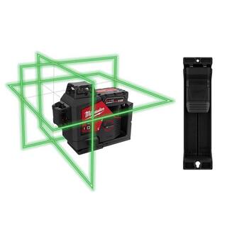 MW M12 12-Volt Lithium-Ion Cordless Green 250 ft. 3-Plane Laser Level Kit wOne 4.0 Ah Battery Charger Case  Track Clip 3632-21-48-35-1313