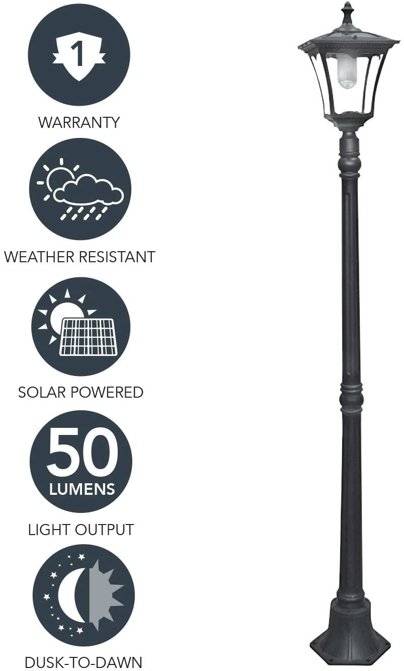 Northern International Inc GL23716BK Street Lamp Solar Light