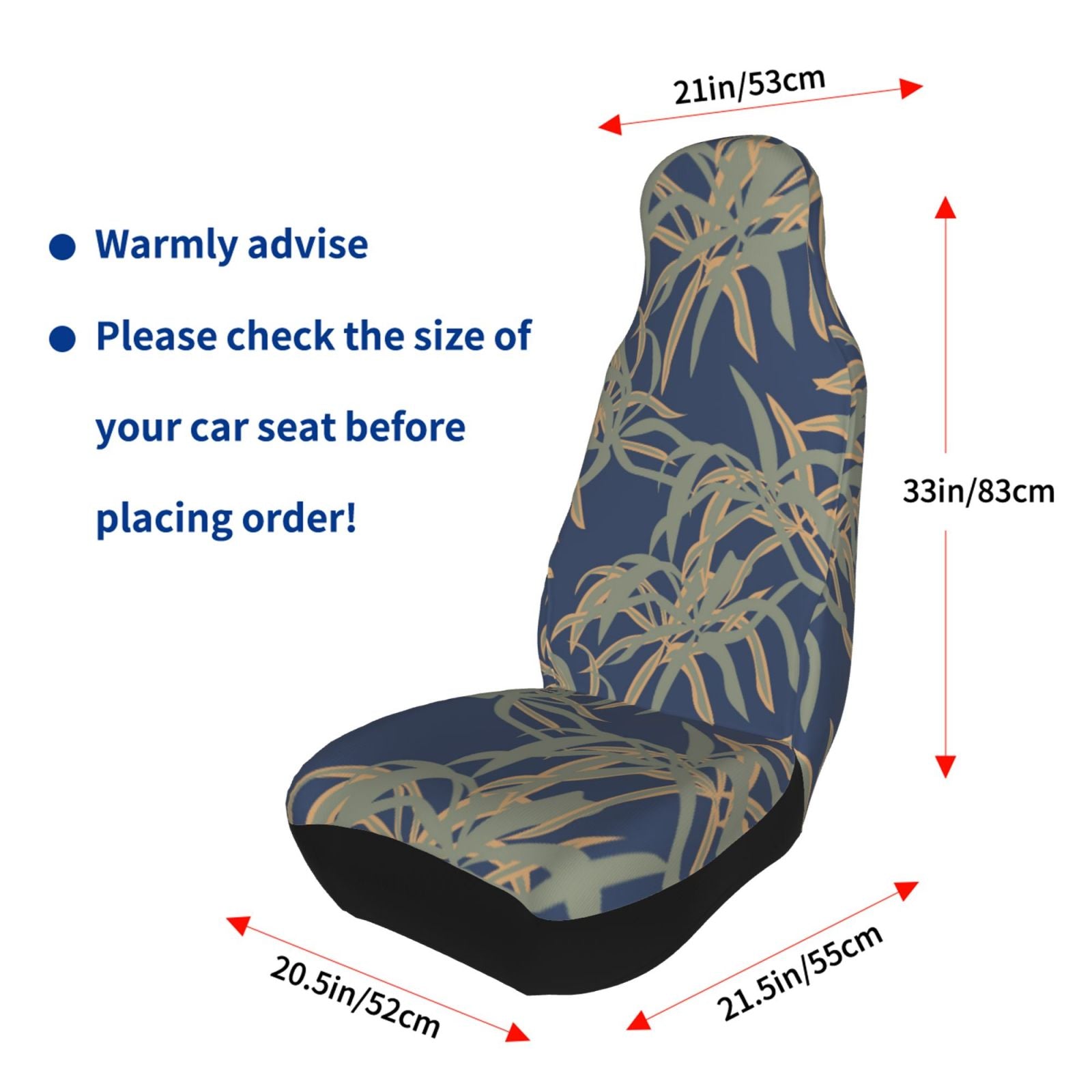 TEQUAN Front Seat Covers， Tropical Leaf Pattern 2 Piece Car Seat Cover Fit Most Car SUV Truck Van