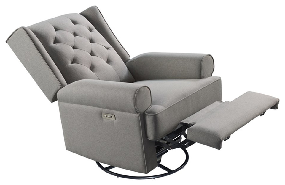 Westwood Design Amelia Traditional Fabric USB Glider and Recliner in Charcoal   Transitional   Recliner Chairs   by Homesquare  Houzz