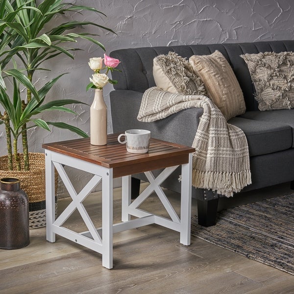 Shammai Square Farmhouse Acacia End Table by Christopher Knight Home - 19.75