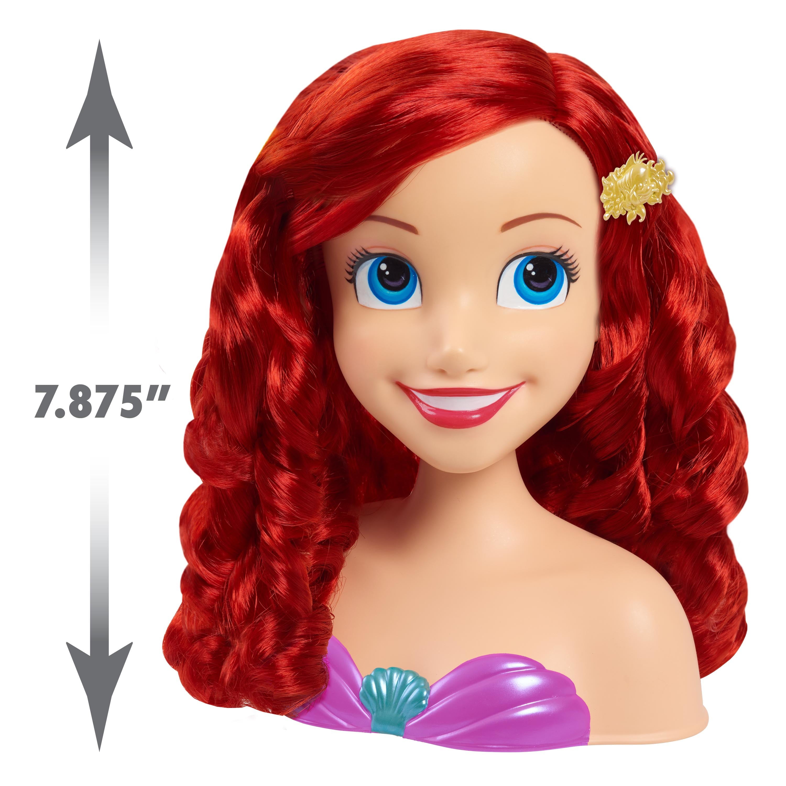 Disney Princess Ariel Styling Head, 18-pieces, Pretend Play, Officially Licensed Kids Toys for Ages 3 Up, Gifts and Presents