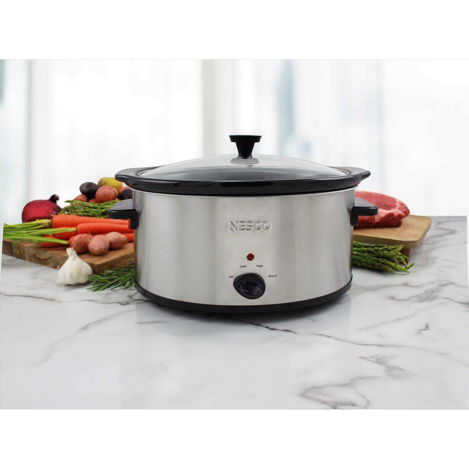 Nesco 8 qt Black/Silver Stainless Steel Slow Cooker