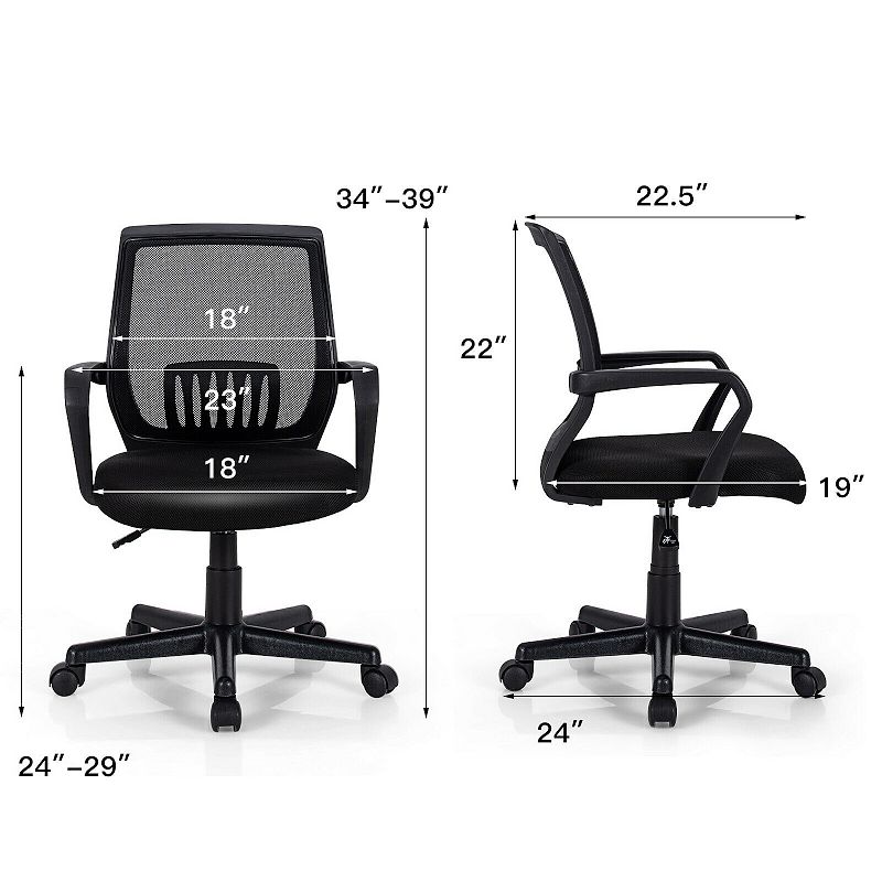 Mid-Back Mesh Height Adjustable Executive Chair with Lumbar Support