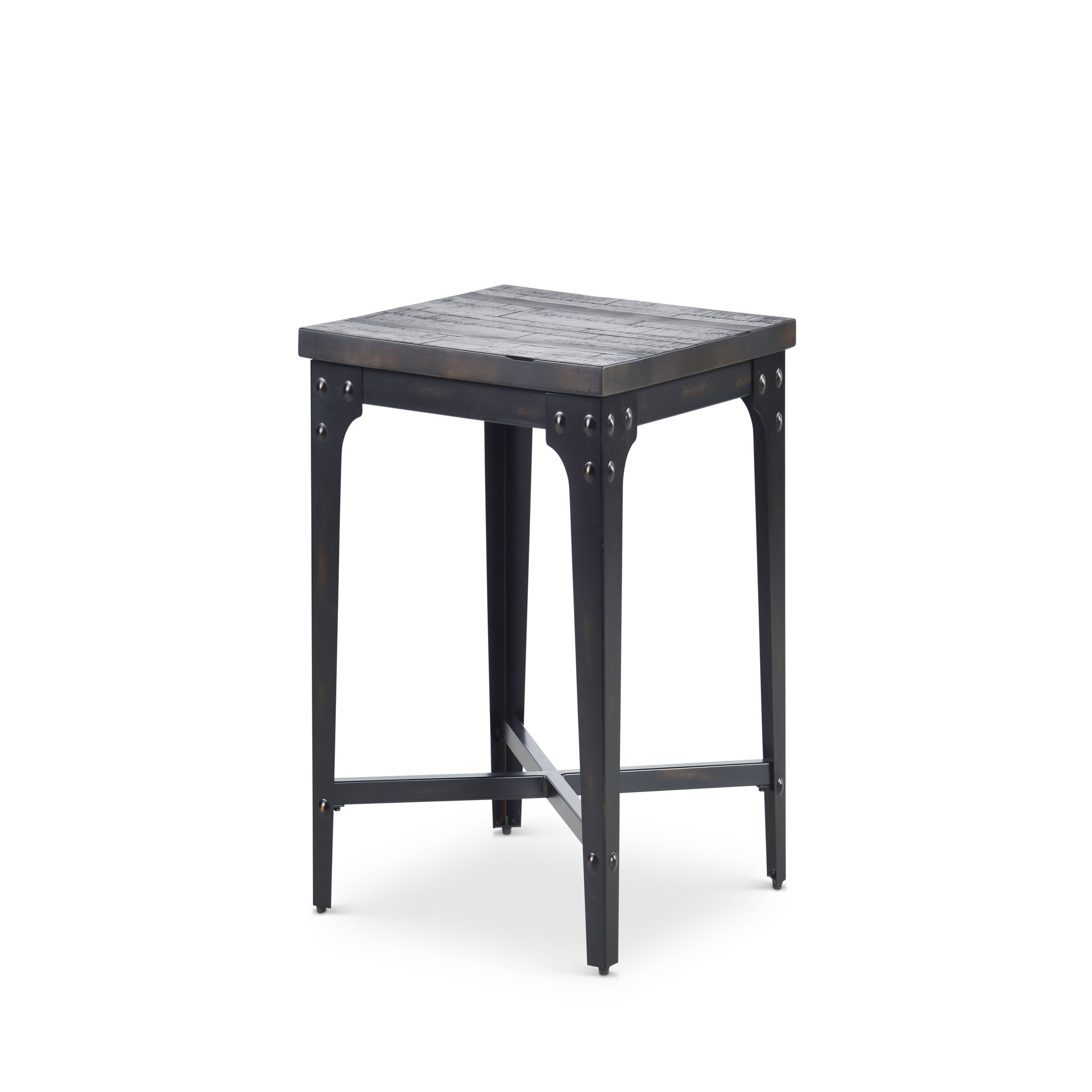 Grey Distressed Finish Square End Table Coffee Table