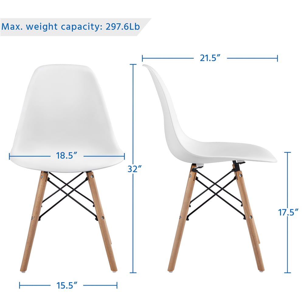 Yaheetech Set of 4 Modern Dining Chairs with Natural Beech for Kitchen Dining Bedroom Living Room， White