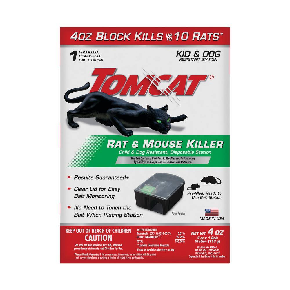 TOMCAT Rat  Mouse Killer Child  Dog Resistant Disposable Station 1 Pre-Filled Ready-To-Use Bait Station 037051005