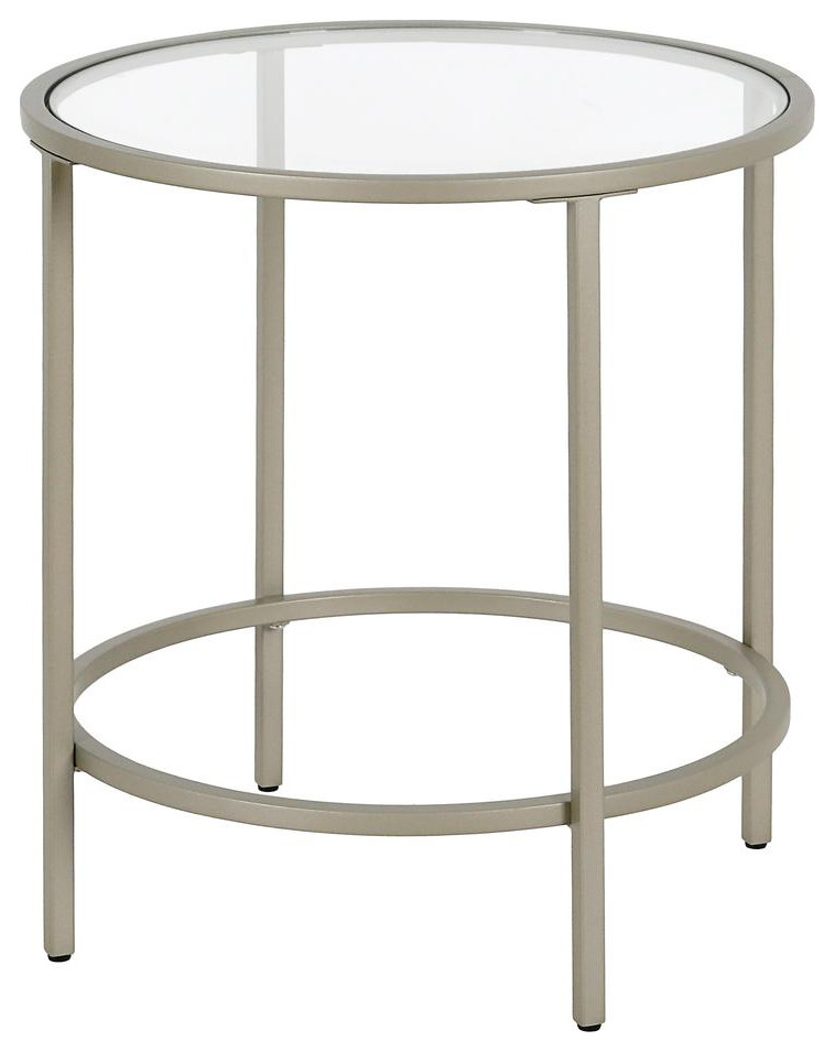 Sivil 20  x27 x27Wide Round Side Table in Satin Nickel   Contemporary   Accent Chests And Cabinets   by BisonOffice  Houzz