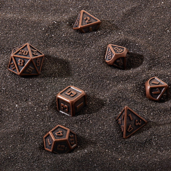 Brybelly Mini Metal Dice Set  Ancient Copper