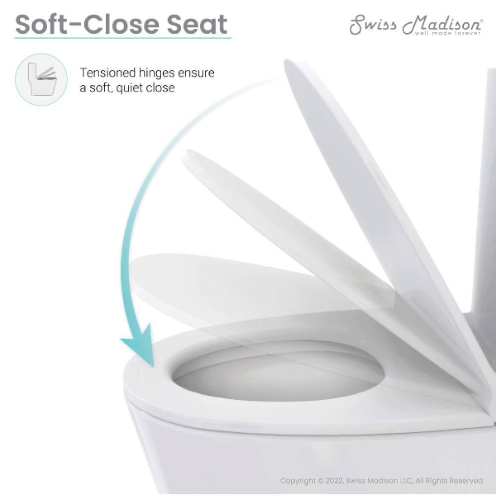 Swiss Madison Sublime 1-piece 1.11.6 GPF Touchless Retrofit Dual Flush Elongated Toilet in Glossy White Seat Included SM-1TK205