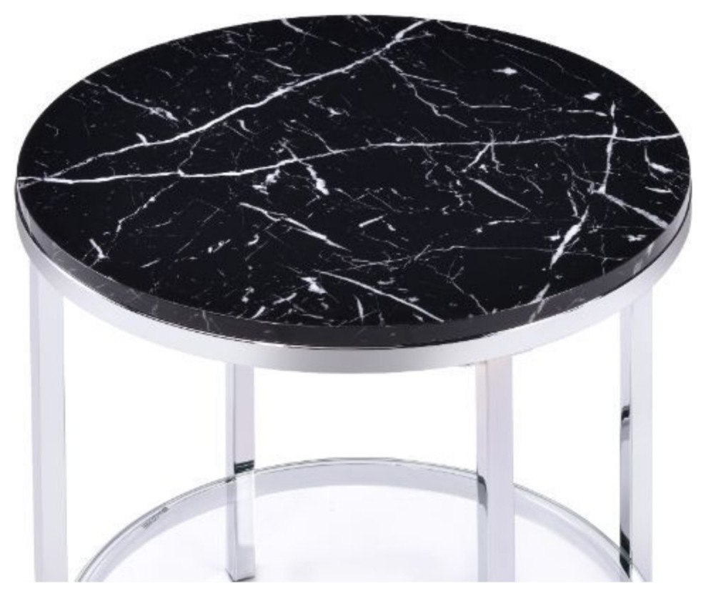 Ergode End Table Faux Black Marble and Chrome Finish   Contemporary   Side Tables And End Tables   by VirVentures  Houzz