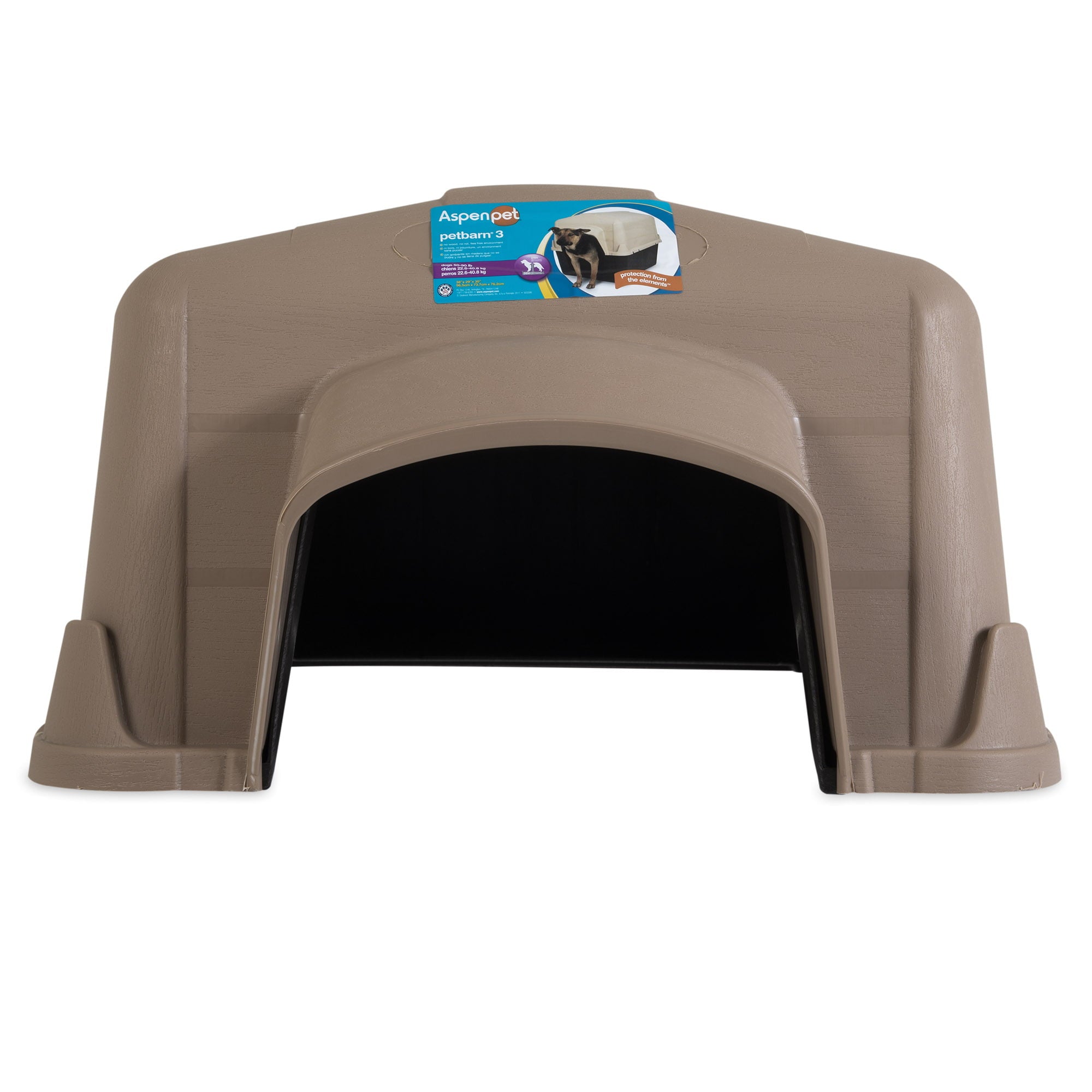 Aspen Petbarn 3 Doghouse， Tan， for Dogs 50 to 70 Pounds， Large