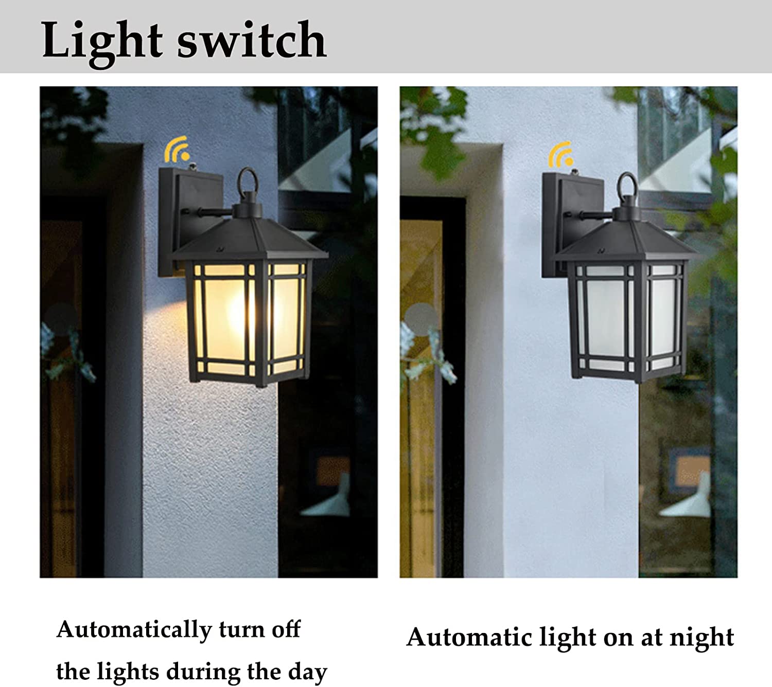 Miumaeov Outdoor Wall Lantern Dusk Dawn Exterior Patio Lamp Fixtures Porch Light Sconce