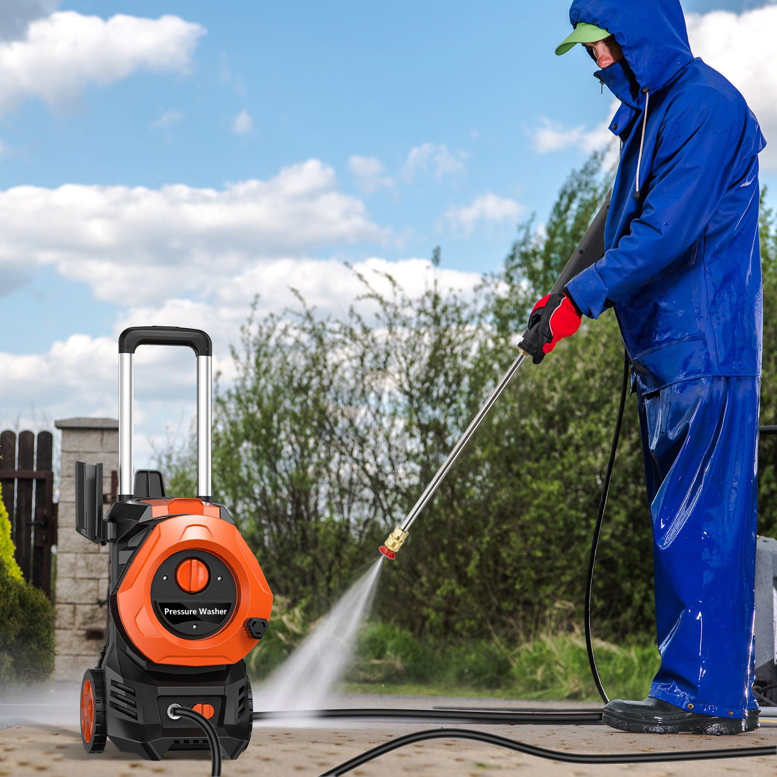 Electric Power Washer 3800PSI Max 2.6 GPM Power Washers Electric Powered,Pressure Washer with 25Ft Hose,Foam Cannon,4 Quick Connect Nozzles for Clean Car/Fences/Patios/Driveways