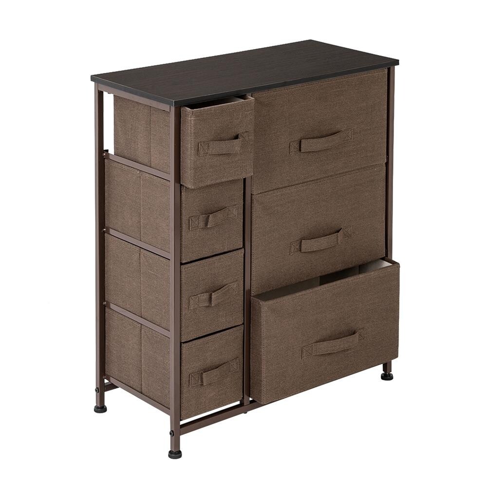 Dresser with 3 Big 4 Small Drawers Furniture Storage Tower Unit Brown