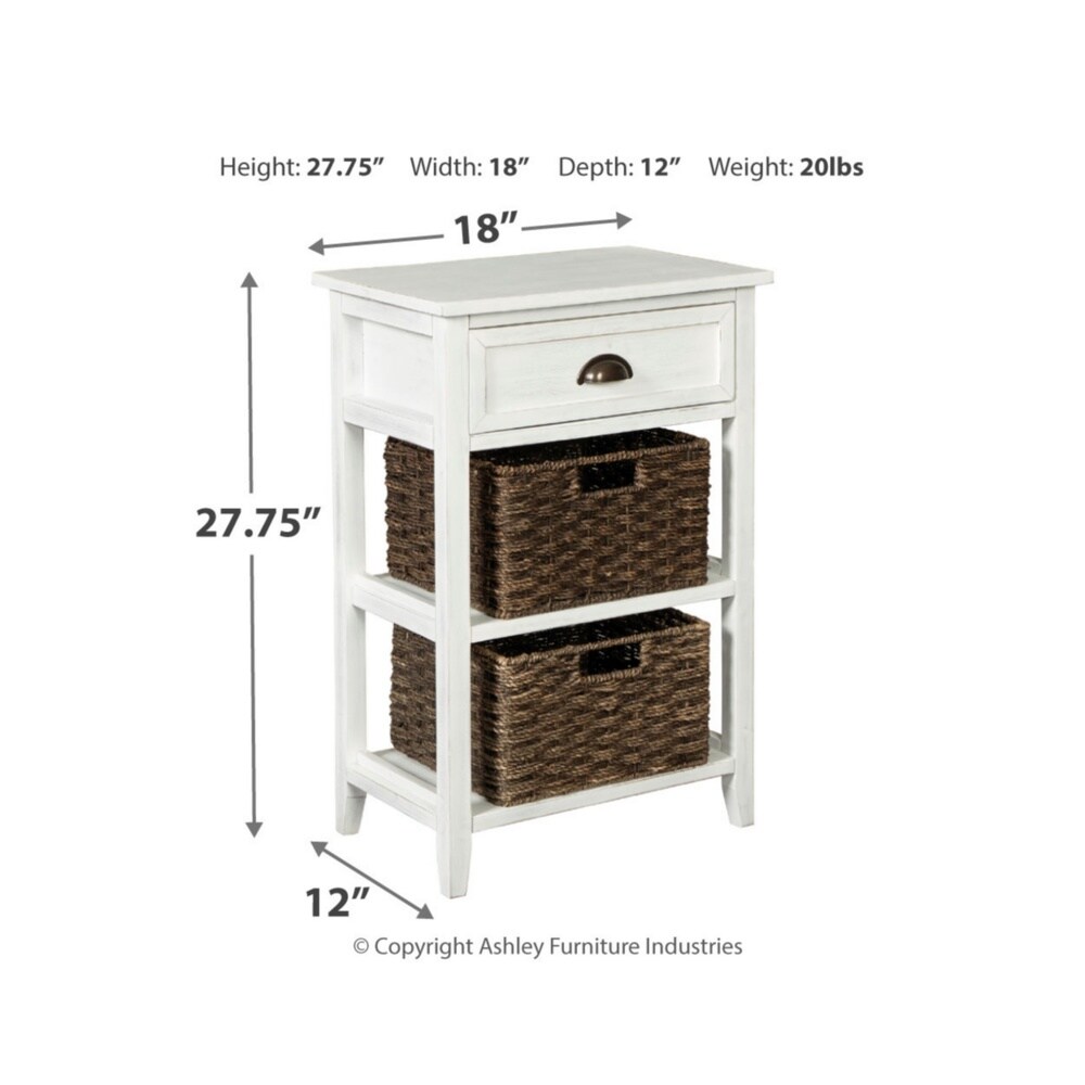 Oslember Casual White Accent Table with 2 Baskets