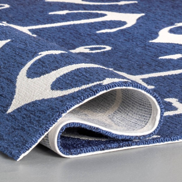 Hand Hooked Despina Indoor outdoor Rug Navy Nuloom