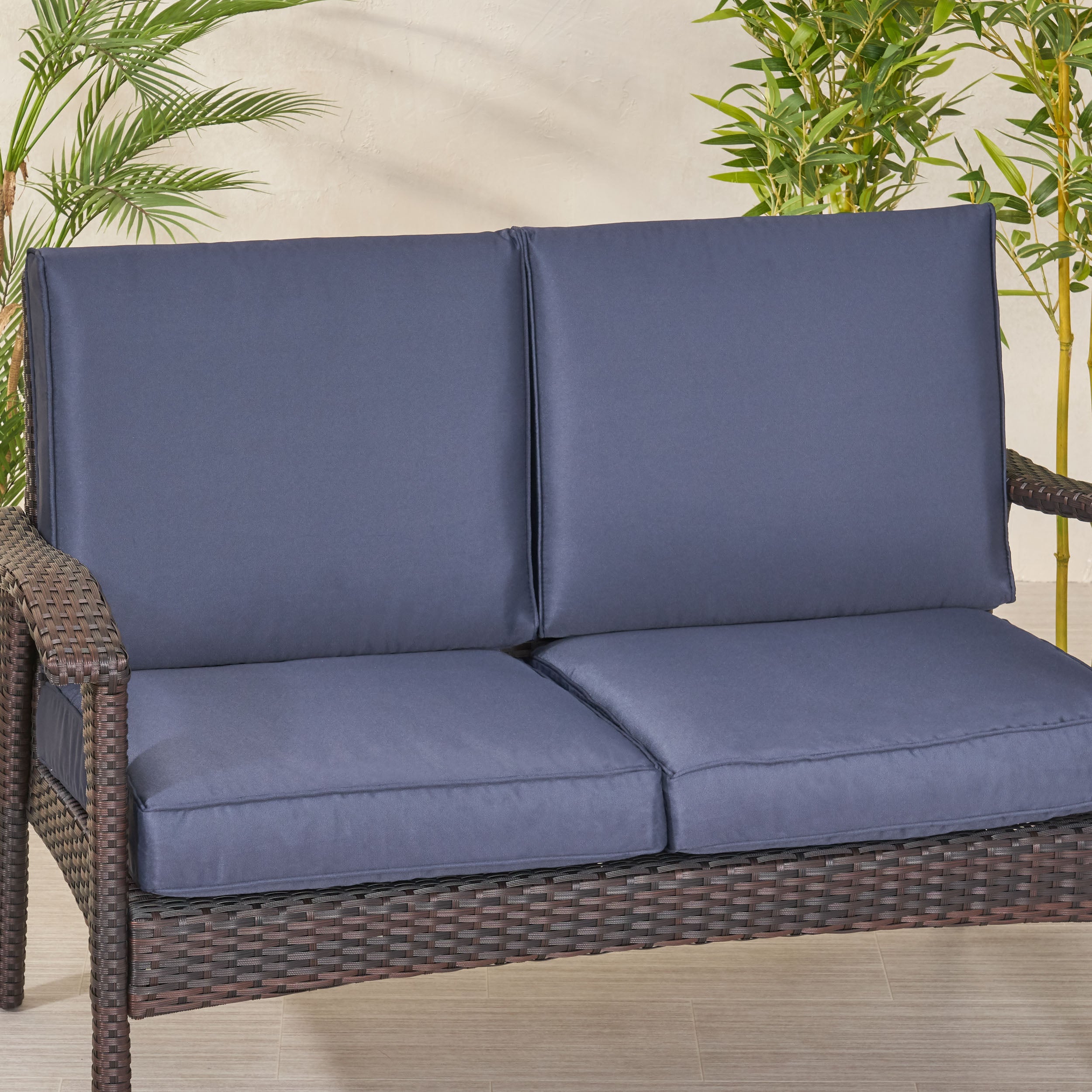 Atiyah Outdoor Water Resistant Fabric Loveseat Cushions with Piping