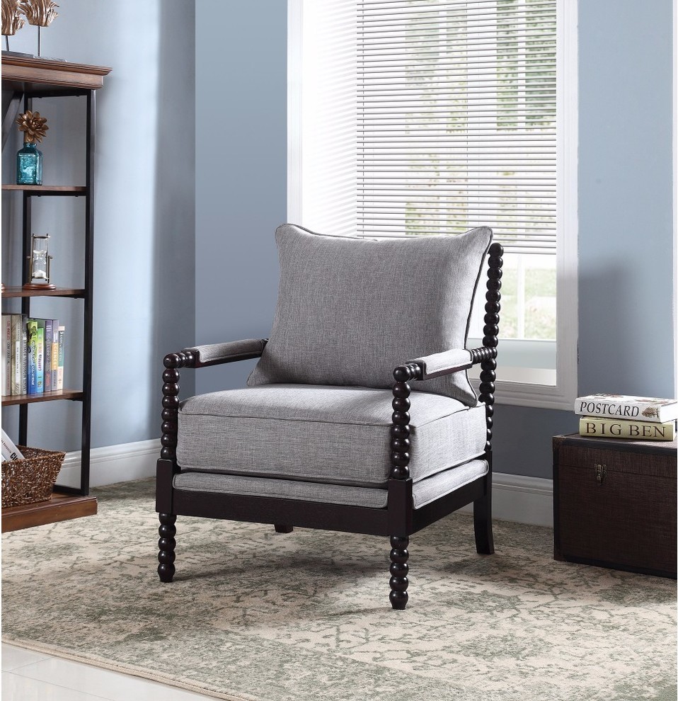 Benzara BM159332 Turned Designing Structured Look Accent Chair  Gray   Traditional   Armchairs And Accent Chairs   by Benzara  Woodland Imprts  The Urban Port  Houzz